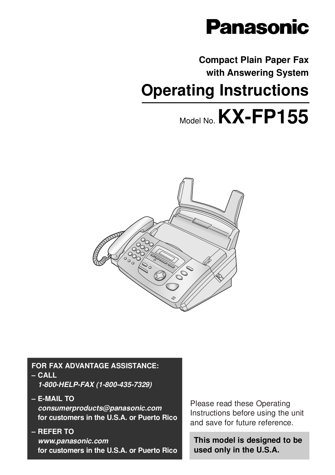 Download free pdf for Panasonic KXF155 Fax Machine manual